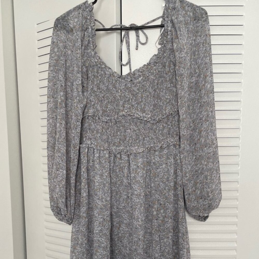 ASTR Smocked Bodice Long Sleeve Dress Size: XL